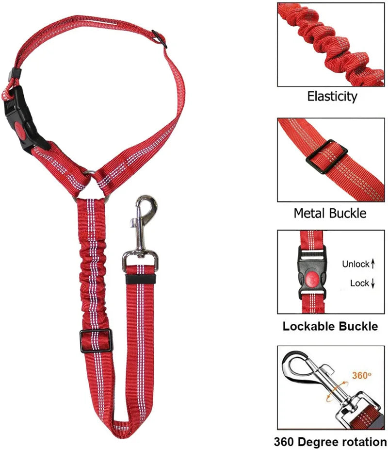 2 in 1 Solid Dog Car Safety Leash