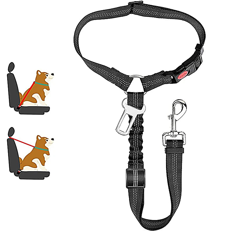2 in 1 Solid Dog Car Safety Leash