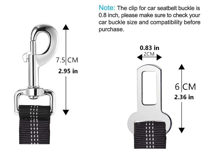 2 in 1 Solid Dog Car Safety Leash