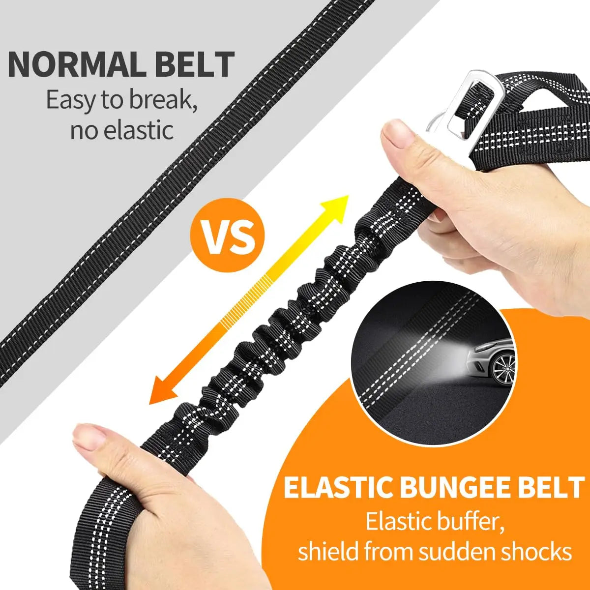 2 in 1 Solid Dog Car Safety Leash