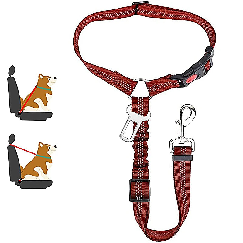 2 in 1 Solid Dog Car Safety Leash