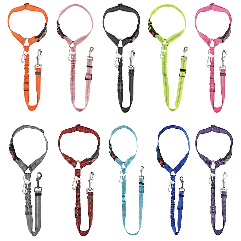 2 in 1 Solid Dog Car Safety Leash
